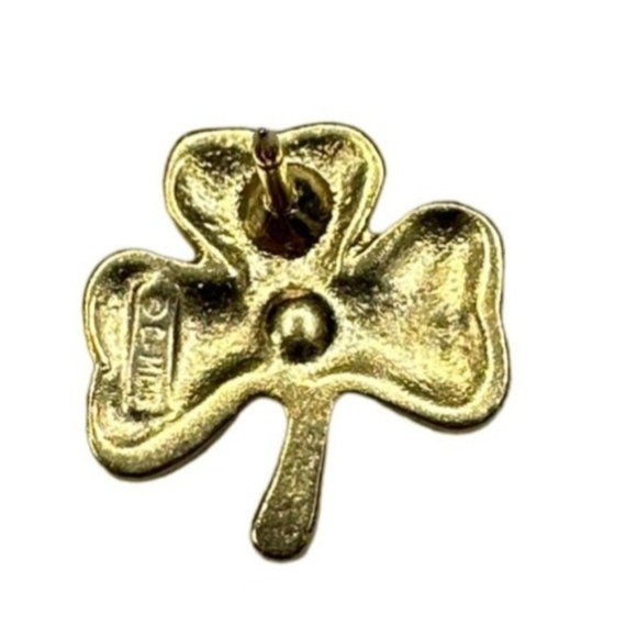 Gold Tone Irish Clover Green Gem Lapel Pin Trading Pin Irish Blessing St. Patric - Picture 3 of 5